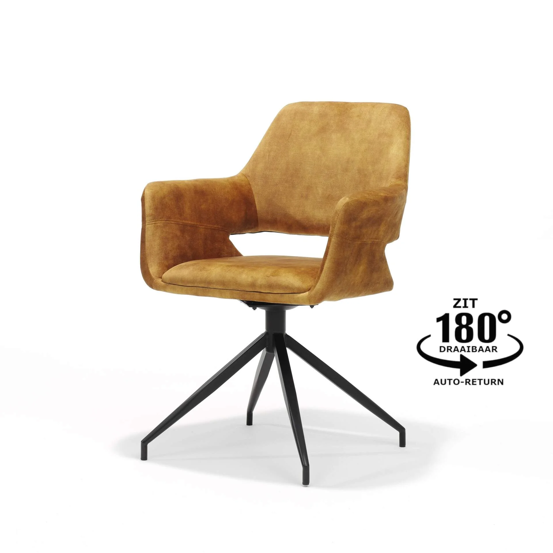 CHAISE KATY PIEDS METAL NOIR ASSISE PIVOTANTE TISSU VELOURS DORE 68 X 56 X 85 CM